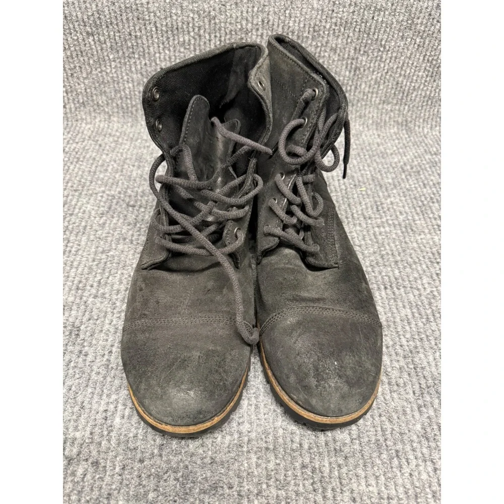 Wolverine 1883 Mens Black Suede Combat Boots Cap Toe‎ Lace Up Ankle Lug Sole